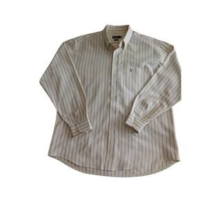 Polo Ralph Lauren Casual Shirt Men's Size XL Yellow Long Sleeve Striped Vintage